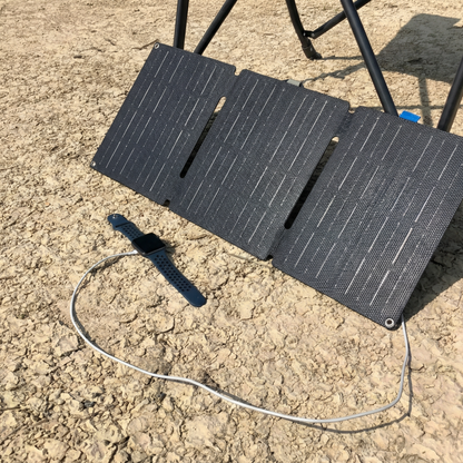 Foldable solar panel on a textured surface